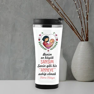 Anneye Hediye En Büyük Şansım Termos Mug