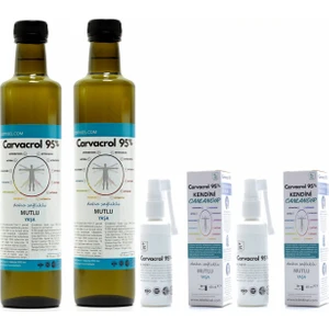 Ic Bitkisel Carvacrol 95 Karvakrol Seti 2 Adet x 500ML Cam Şişe + 2 Ad x 60ML Ağız Spreyi