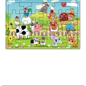 Hayal Sepeti Çiftçi ve Ailesi  3-9 Yaş Çocuklar Için 24 Parçalı Ahşap Puzzle Yapboz