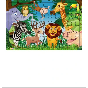 Hayal Sepeti Aslan Kıral ve Arkadaşları  3-9 Yaş Için 24 Parçalı Ahşap Puzzle Yapboz