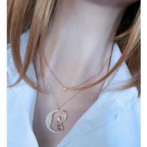 Rams Gümüş Beyaz Ay Perisi Kolye ve Tektaş Kolye