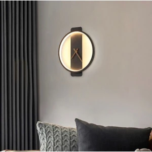Modern Dekoratif Işıklı Duvar Saati Aplik 220V 3000K Siyah