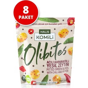 Olibites Acılı Karabiberli Çekirdeksiz Yeşil Zeytin 8 x 30 gr