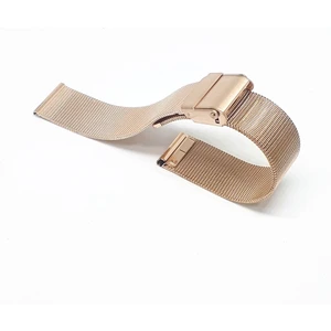 Atasaat Rose Gold Bakır  Renk Hasır Ince Örgü Çelik Kaplama Metal Saat Kordonu 20 mm