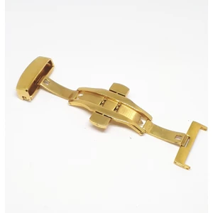 Atasaat Saat Deri Kordon Klipsi Kelebek Kilit Sarı Gold 18 mm