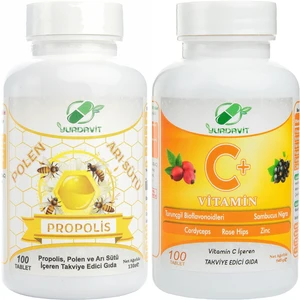 Set 100 Tablet Propolis Polen Arı Sütü Vitamin C 1000 Mg C Vitamini Kuşburnu Çinko
