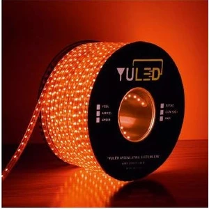 3 Çipli Dış Mekan Silikonlu Şerit LED 220V - Volt 3 Metre + Güç Fişi Double Pcb Kırmızı