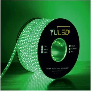 3 Çipli Iç Dış Mekan Silikonlu Şerit LED 220V - Volt 3 Metre + Güç Fişi Double Pcb Yeşil