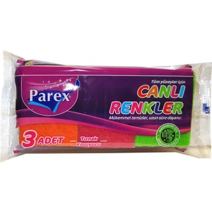 Oluklu Bulaşık Süngeri Canlı Renkler 3'lü Paket
