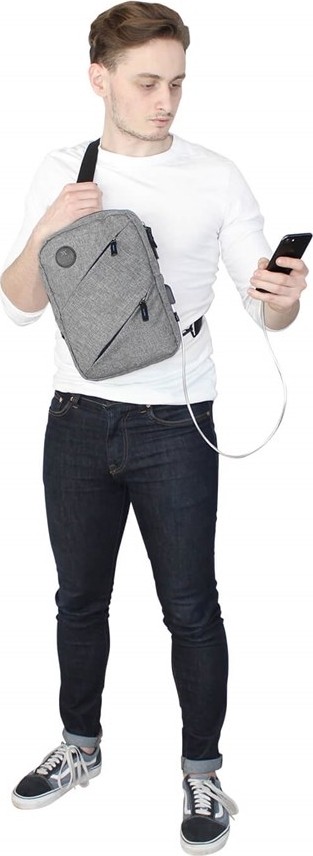 My Valice Smart Bag Usb'li Çapraz Göğüs Çantası 1504 Gri görsel 3