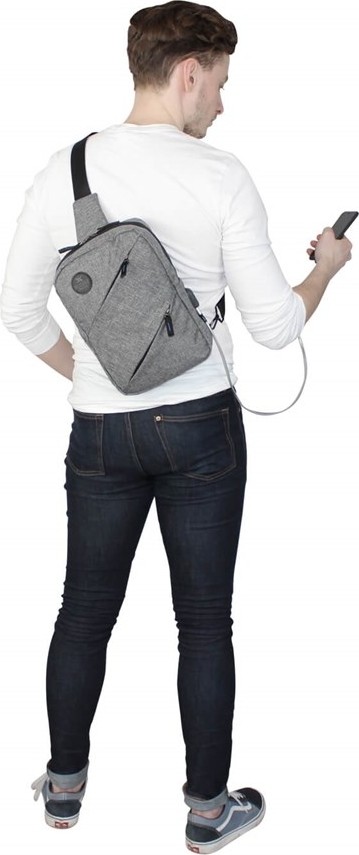 My Valice Smart Bag Usb'li Çapraz Göğüs Çantası 1504 Gri görsel 4