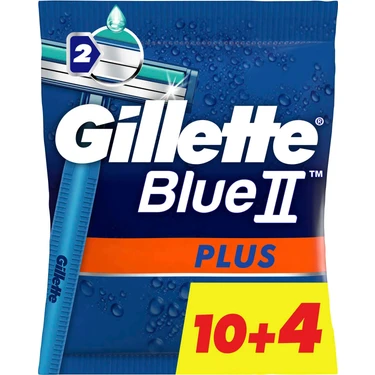Gillette Blue2 Plus Kullan At Tıraş Bıçağı 10+4 Daha Az Tahris ile Hassas Ciltler
