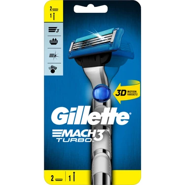 Gillette Mach3 Turbo Tıraş Makinesi 3 Bıçaklı Keskin Performans 1 Yedek Bıçak ile Erkekler
