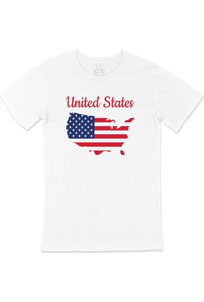 Cix Amerika Haritalı ve Bayraklı Tişört