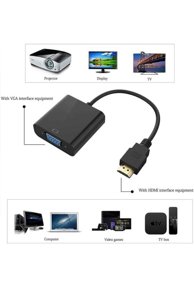 Wozlo HDMI To VGA Kablo Çevirici Dönüştürücü Görüntü Aktarıcı
