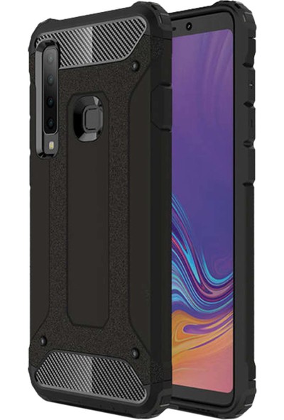 Hesaplı Dünya Samsung Galaxy A9 2018 A920 Kılıf Koruyucu Çift Katmanlı Armor Case Siyah