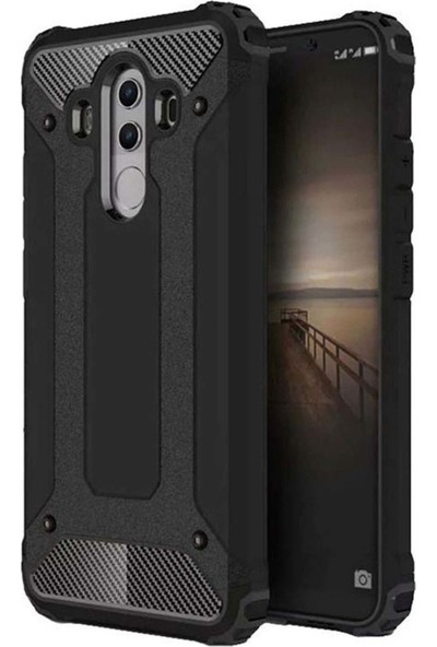 Hesaplı Dünya Huawei Mate 10 Pro Kılıf Koruyucu Çift Katmanlı Armor Case Siyah