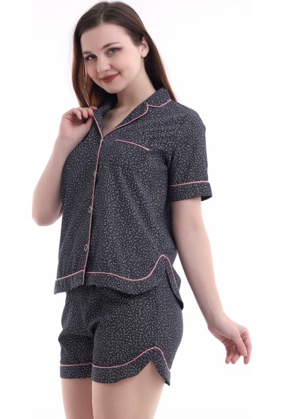 Stil Adventure Yan Kısımlar Oval Pembe Biyeli Bayan Pijama Takımı