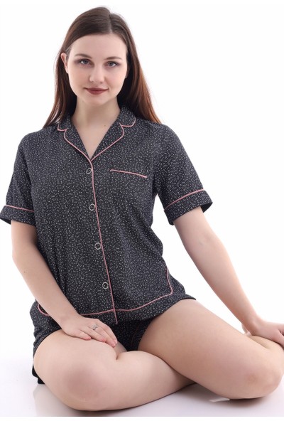 Stil Adventure Yan Kısımlar Oval Pembe Biyeli Bayan Pijama Takımı