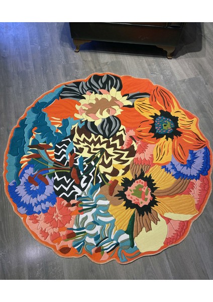 Mira 800 Çiçek Desen Dekoratif Kaymaz Taban Çap Yıkanabilir Halı fiyatları