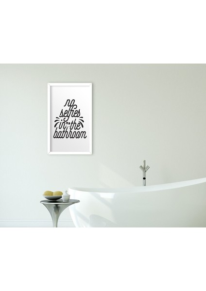 Home Banyo Dekoratif Ahşap Beyaz Çerçeveli Tablo-25