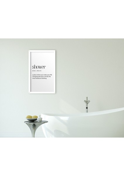 Home Banyo Dekoratif Ahşap Beyaz Çerçeveli Tablo-20