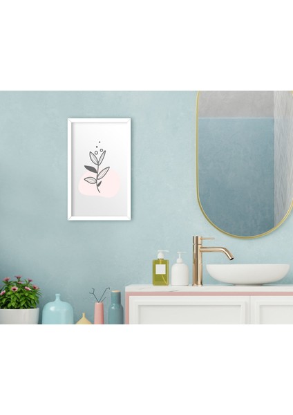Home Banyo Dekoratif Ahşap Beyaz Çerçeveli Tablo-17