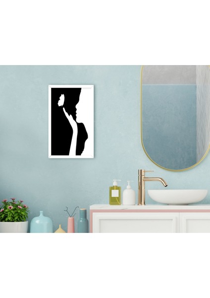 Home Banyo Dekoratif Ahşap Beyaz Çerçeveli Tablo-4