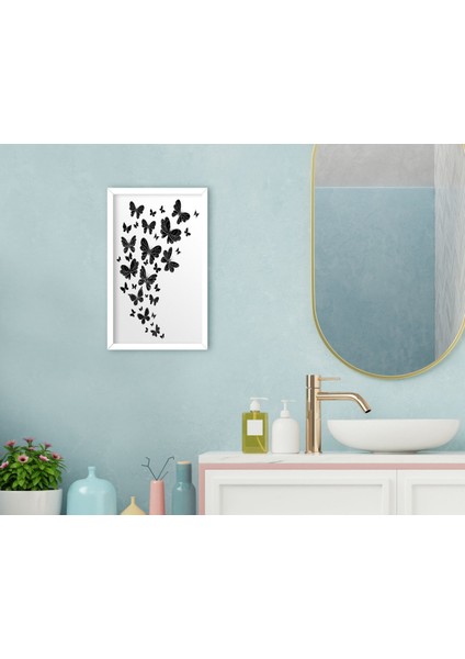 Home Banyo Dekoratif Ahşap Beyaz Çerçeveli Tablo-7