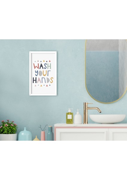 Home Banyo Dekoratif Ahşap Beyaz Çerçeveli Tablo-1