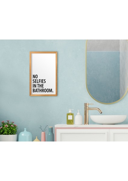 Home No Selfies In The Bathroom Dekoratif Retro Ahşap Tablo-1