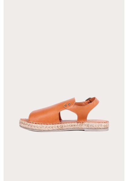 Taba Deri Kadın Espadril Sandalet modelleri