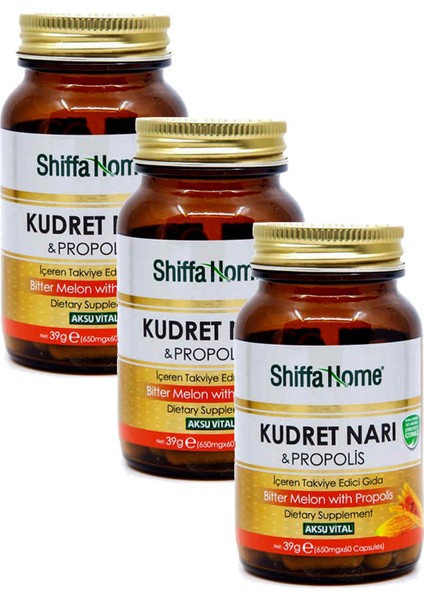 Shiffa Home Kudret Narı Propolis 650 Mg 60 Kapsül x 3 Adet