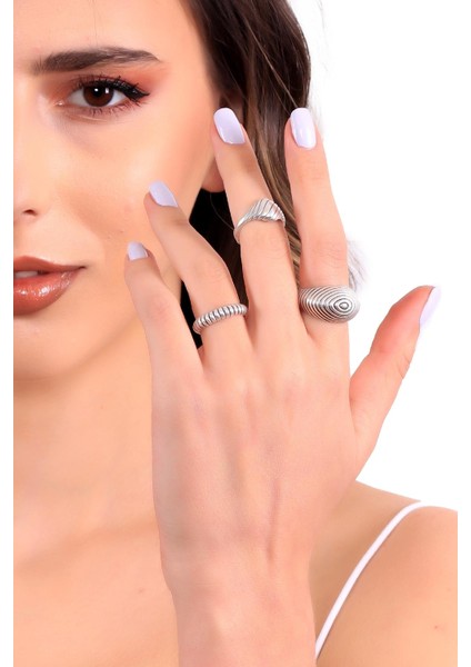 Kadın Antik Gümüş Kaplama Ayarlanabilir 3'lü Vintage Yüzük Seti fiyatları