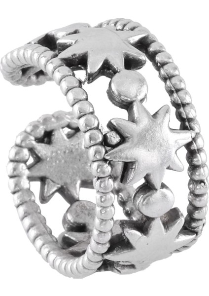 Kadın Antik Gümüş Kaplama Ayarlanabilir Yıldız Yüzük