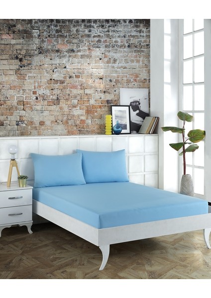 Çift Kişilik Lastikli Çarşaf Takımı Mavi