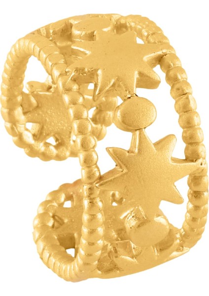 Kadın Altın Renk Kaplama Ayarlanabilir Yıldız Yüzük