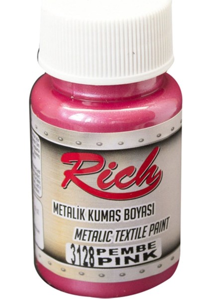 3128 Metalik Pembe Akrilik Kumaş Boyası 50 cc