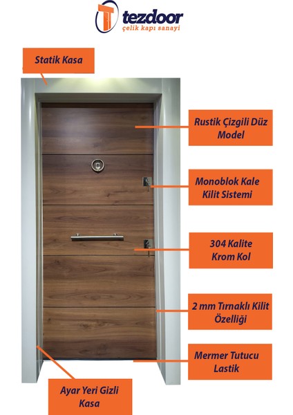 Beyaz Statik Kasalı Düz Model Daire Kapısı, Çelik Kapı, Villa Kapısı indirimleri