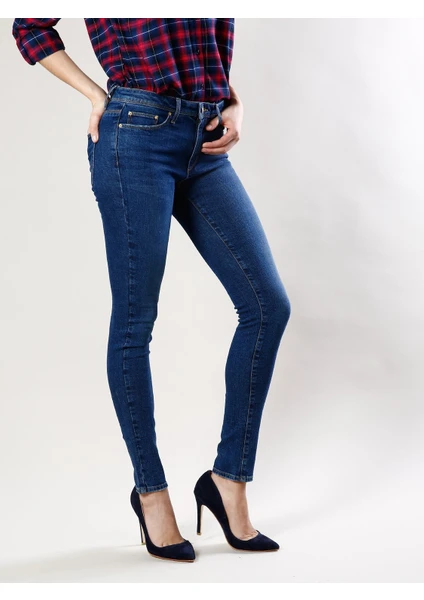 Colins 759 LARA Orta Bel Dar Paça Super Slim Fit Mavi Kadın Jean Pantolon