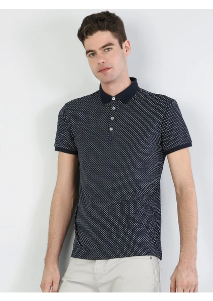 Regular Fit Polo Yaka  Erkek Lacivert Kısa Kol Tişört Cl1040587