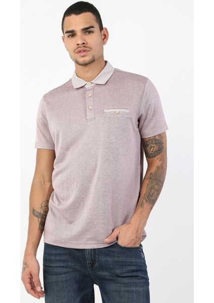 Regular Fit Polo Yaka Erkek Pembe Polo Kısa Kol Cl1046483