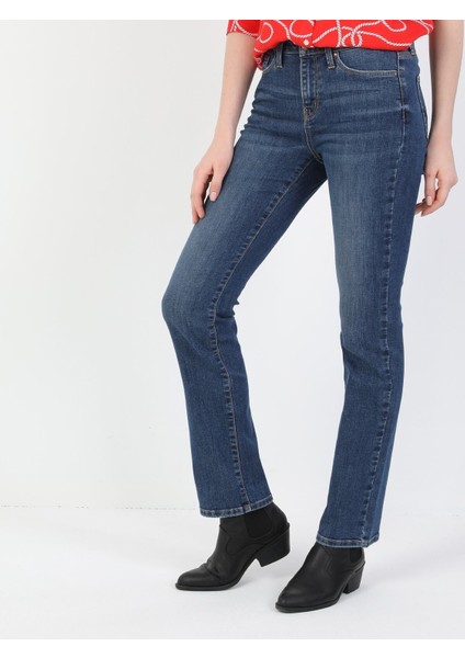 Colins 792 MILA Orta Bel Düz Paça Regular Fit Mavi Kadın Jean Pantolon