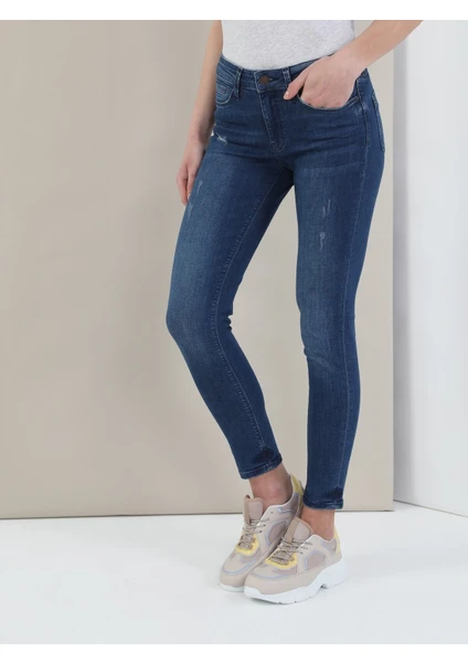 Colins 759 LARA Orta Bel Dar Paça Super Slim Fit Mavi Kadın Jean Pantolon