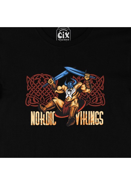 Nordic Viking Kılınçlı Siyah Tişört fiyatları
