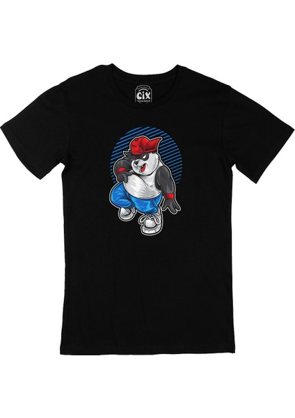 Eğlenen Panda Siyah Tişört