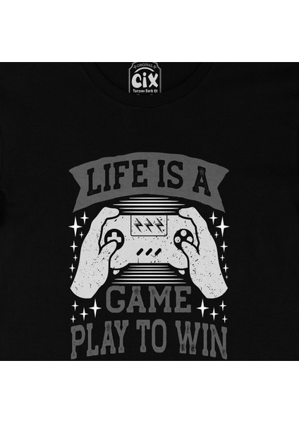 Life Is A Game Siyah Tişört