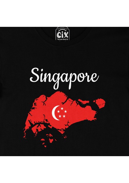 Singapur Haritalı ve Bayraklı Siyah Tişört fiyatları