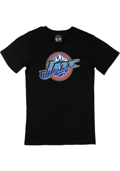 Utah Jazz Logolu Siyah Tişört