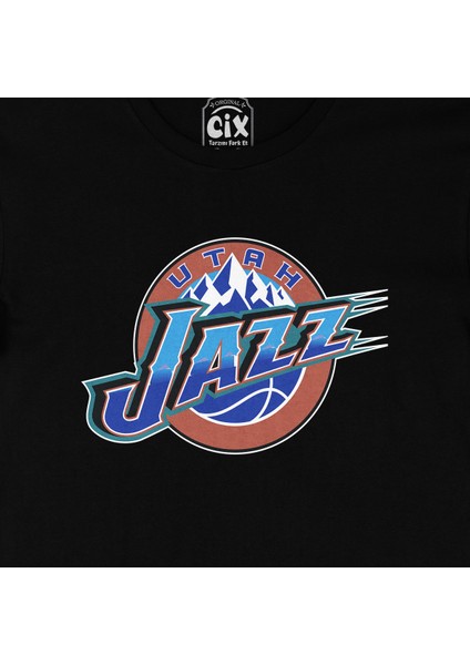 Utah Jazz Logolu Siyah Tişört